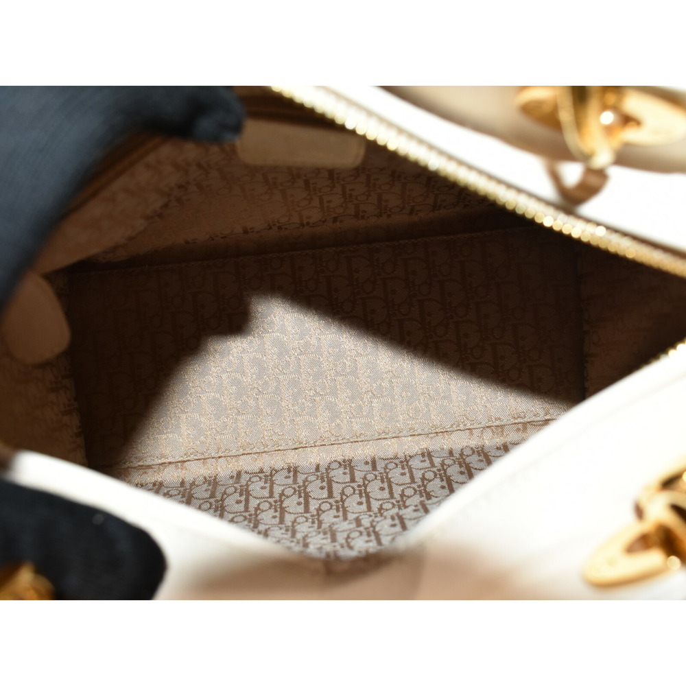 Christian Dior Lady White Leather Handbag Shoulder Bag Classic Elegant - Picture 7 of 7